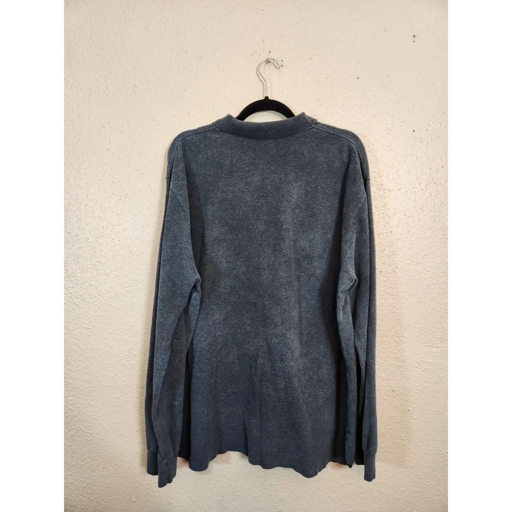 Polo by Ralph Lauren Men's Black Gray Cotton Long Sleeve‎ Knit Polo Shirt XXL